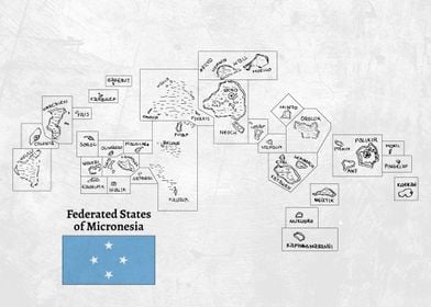Handdrawn Micronesia Map