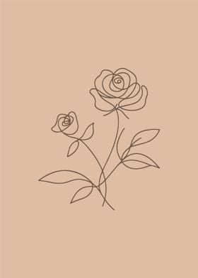 Pair of Roses Line Art