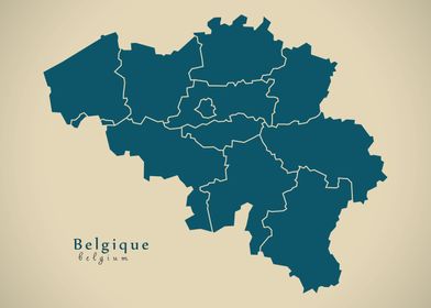 Belgium map with provinces
