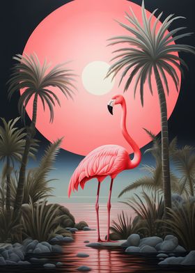 Pink Flamingo Landscape 01