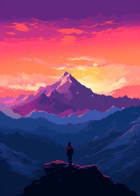 Mountain Scenery Pixel Art