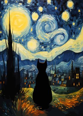 Starry Night Cat 