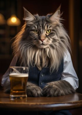 Maine Coon Cat in the Pub