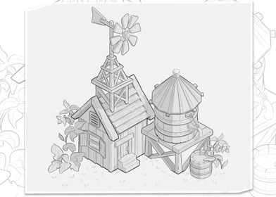 farm house spring sketch