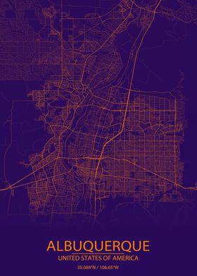 Albuquerque USA Purple Map