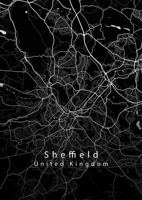 Sheffield City Map black
