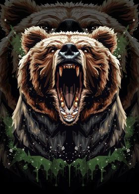 Angry Grizzly Bear PopArt