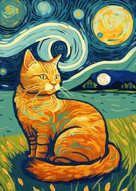 Starry Night Cat 