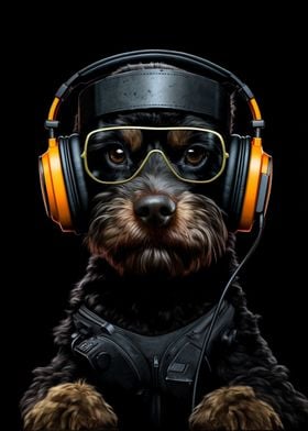 Cool Dog with Headphones