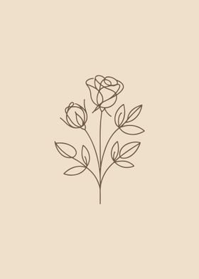 Pair of Roses Line Art