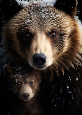 A Bear Cubs Snowy Explorat