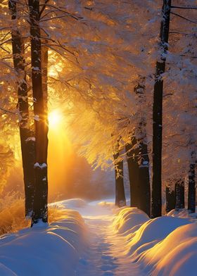 snow covered forest 