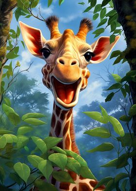 Joyful Giraffe in Jungle