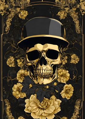 Black Gold Skull Army Art