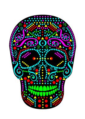 Neon color skull with dots