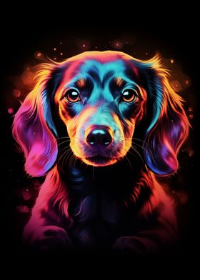 Neon Dachshund Portrait