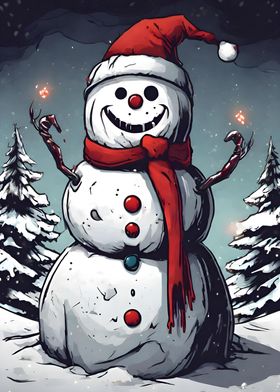 Snowman winter Horror Cute