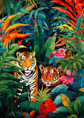 Jungle Royalty Two Tigers