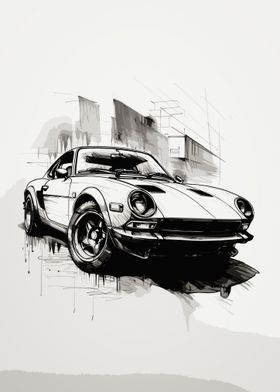 Fast Car Sketch Art 