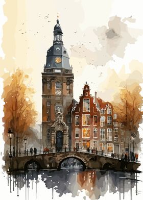Amsterdam Watercolor City