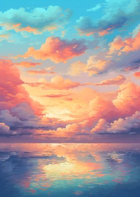 Pixel Art Evening Sky