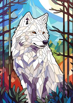 Cool Wolf Stained Glass 