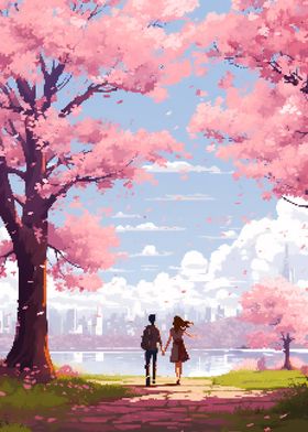 Lovers Park Walk Pixel Art