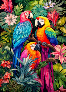 Tropical Parrot Trio