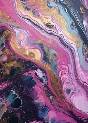 Gold Pink Acrylic Pour