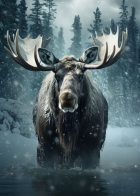 Majestic Moose in Snowy