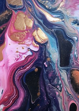 Gold Colorful Acrylic Pour