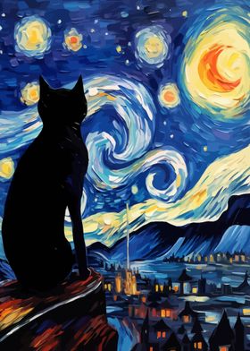 Starry Night Cat 