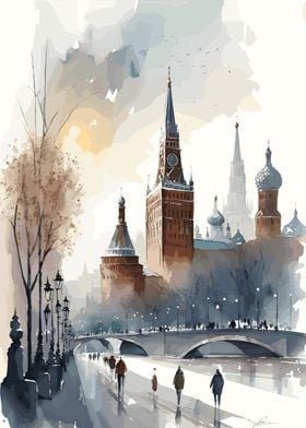 Moscow Watercolor Painting