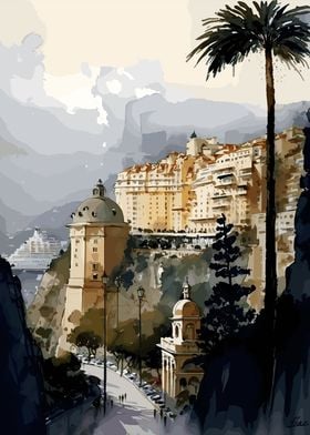 Monaco Coast Painting