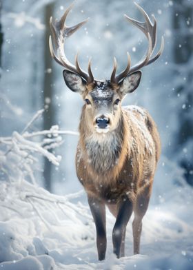 Serene Snow Covered Deer