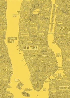 Yellow map New York NYC