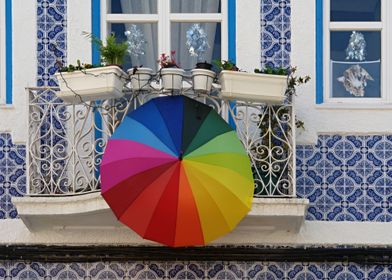 Rainbow colored umbrella 1