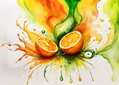 Oranges in splash paint