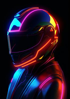 Rider with Neon Lights