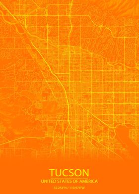 Tucson Arizona Orange Map