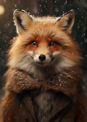 Happy Winter Smiling Fox