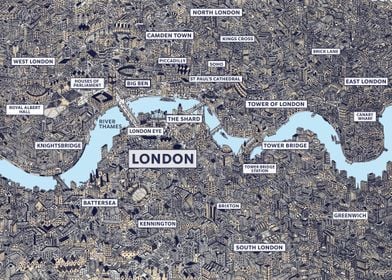 London poster print map