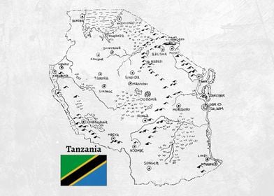 Handdrawn Tanzania Map