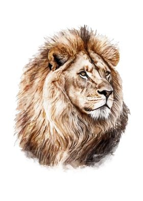 Lion Watercolor Painting