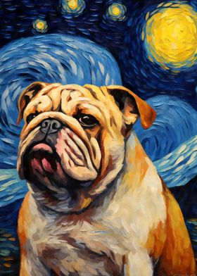 Bulldog Starry Night