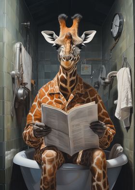 Giraffe on Toilet