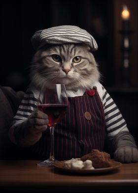 French Chef Cat Red Wine