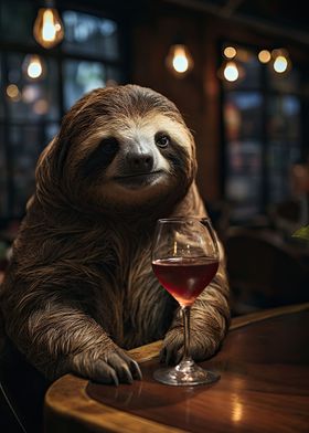 Wine Sloth Portrait