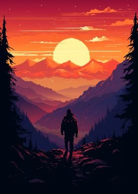 Man and Mountain Pixel Art