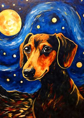 Dachshund Starry Night